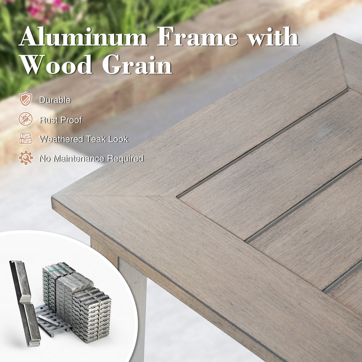 Hamarto 2 Person Aluminum Patio Bistro Set With Side Table