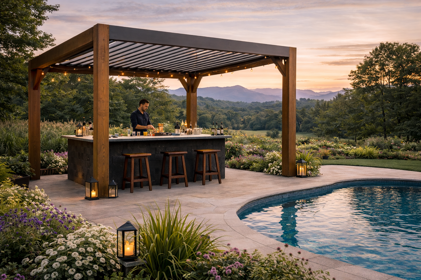 Back Forty View Louvered Pergola