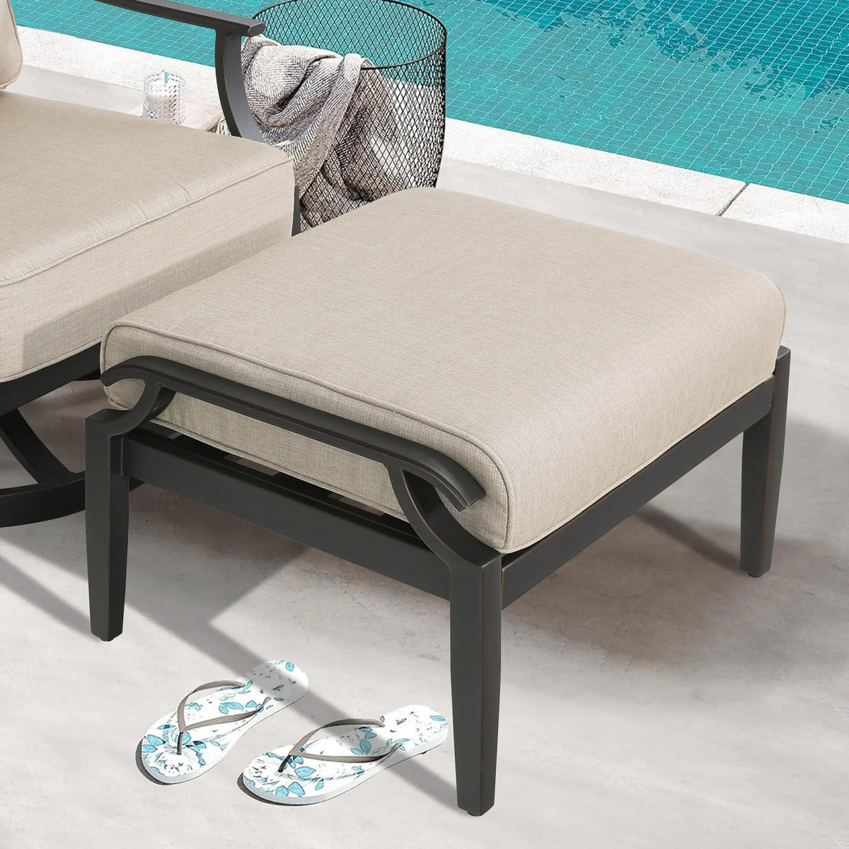 Tamarin 6 Pieces Patio Swivel Conversation Sofa Set with 2 Ottomans