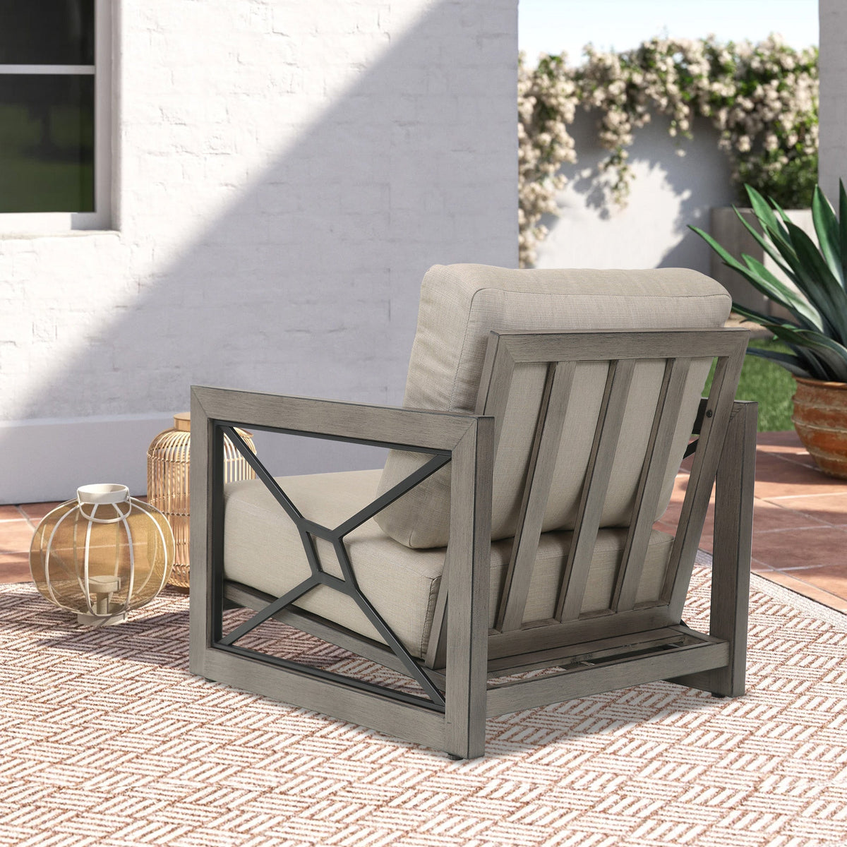 Marindo 5 Pieces Aluminum Patio Lounge Chair Set with End Table