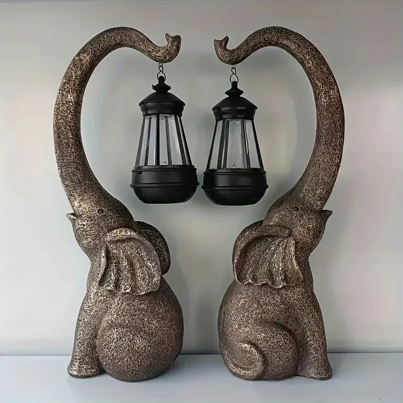 1pc Solar Elephant Statue, Outdoor Garden Resin Crafts For Elephant Statues, Art Decorations With Solar LED Lights, Garden Greening Garden Sculptures, Used For Courtyard Lawn Home Decoration