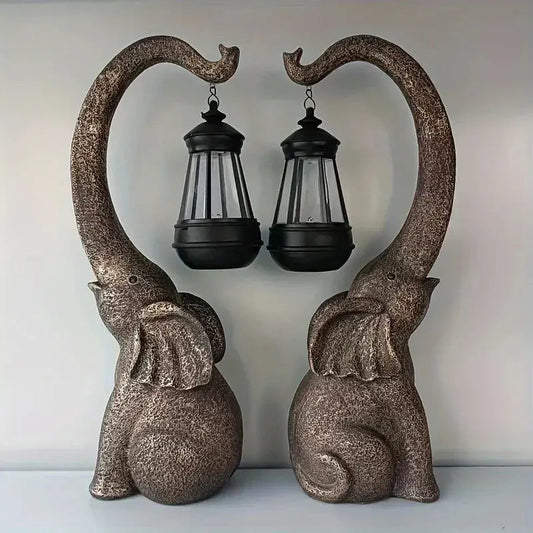 1pc Solar Elephant Statue, Outdoor Garden Resin Crafts For Elephant Statues, Art Decorations With Solar LED Lights, Garden Greening Garden Sculptures, Used For Courtyard Lawn Home Decoration