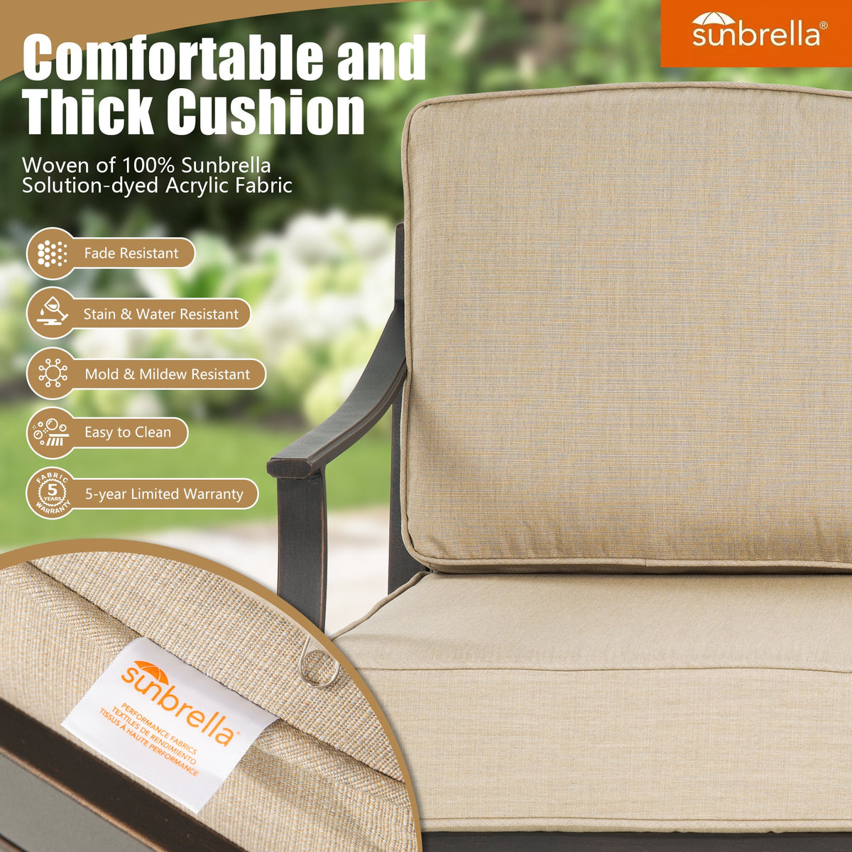 Tamarin 3 Pieces Aluminum Patio Bistro Set With Sunbrella® Cushions