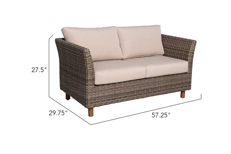 Orlando Wicker Loveseat & Coffee Table Set