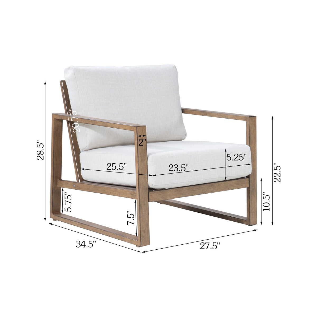 Hamarto 2 Person Aluminum Patio Conversation Set With Side Table