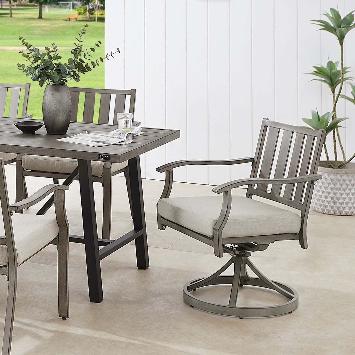 PEAKHOME Azur Patio Swivel Dining Chair with Sunbrella® Cushions Set of 2