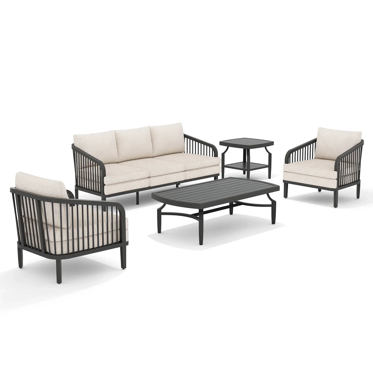 Asheville 5-Person Aluminum Patio Seating Set