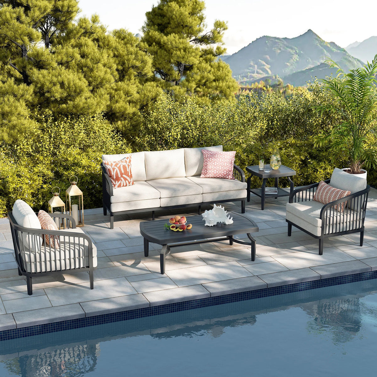 Asheville 5-Person Aluminum Patio Seating Set