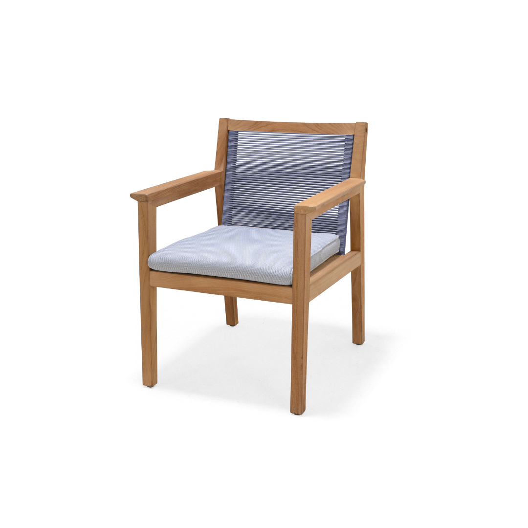 Agate Teak and Rope Armchair Blue