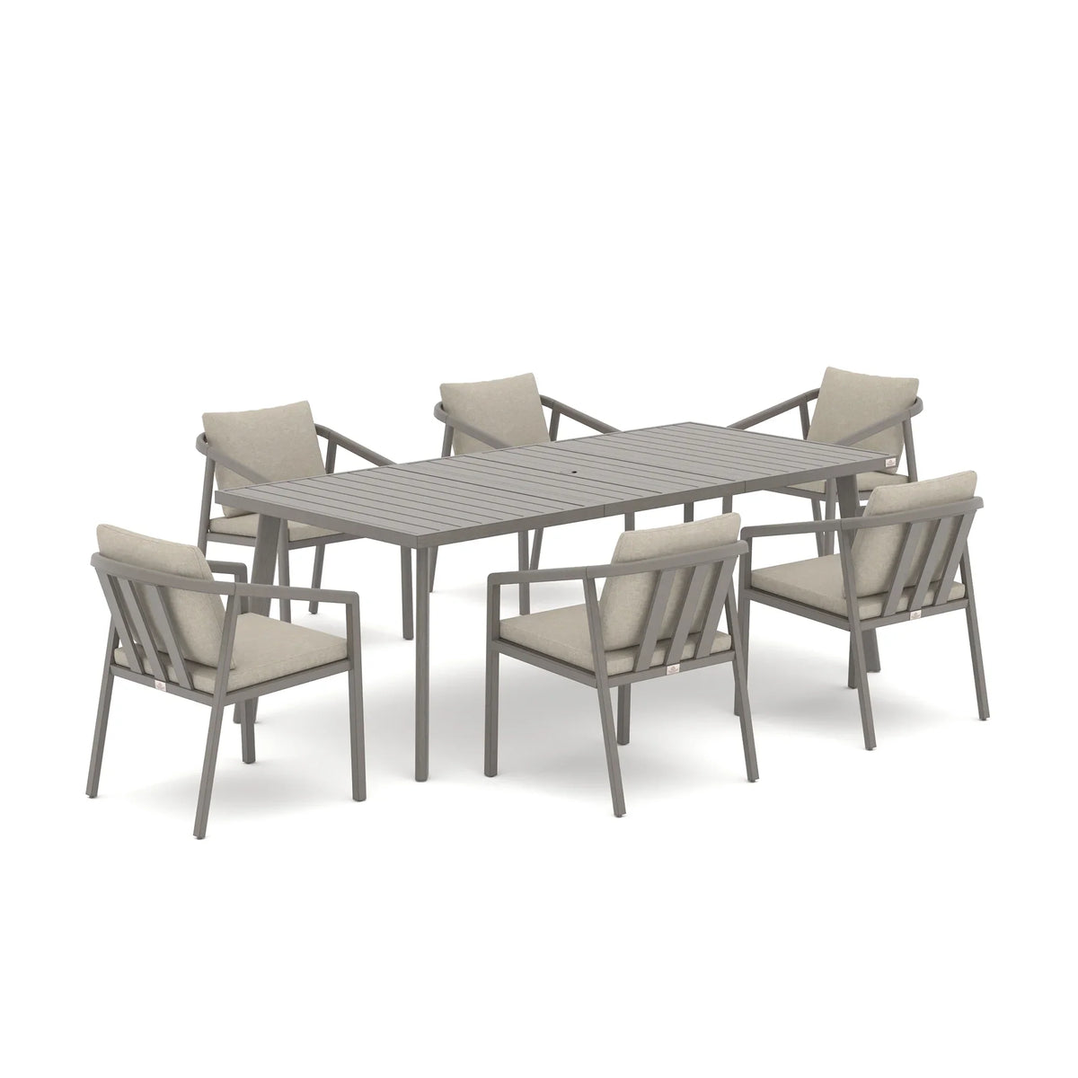 Amalfi Rectangular Aluminum Patio Dining Set with 6 Dining Chairs