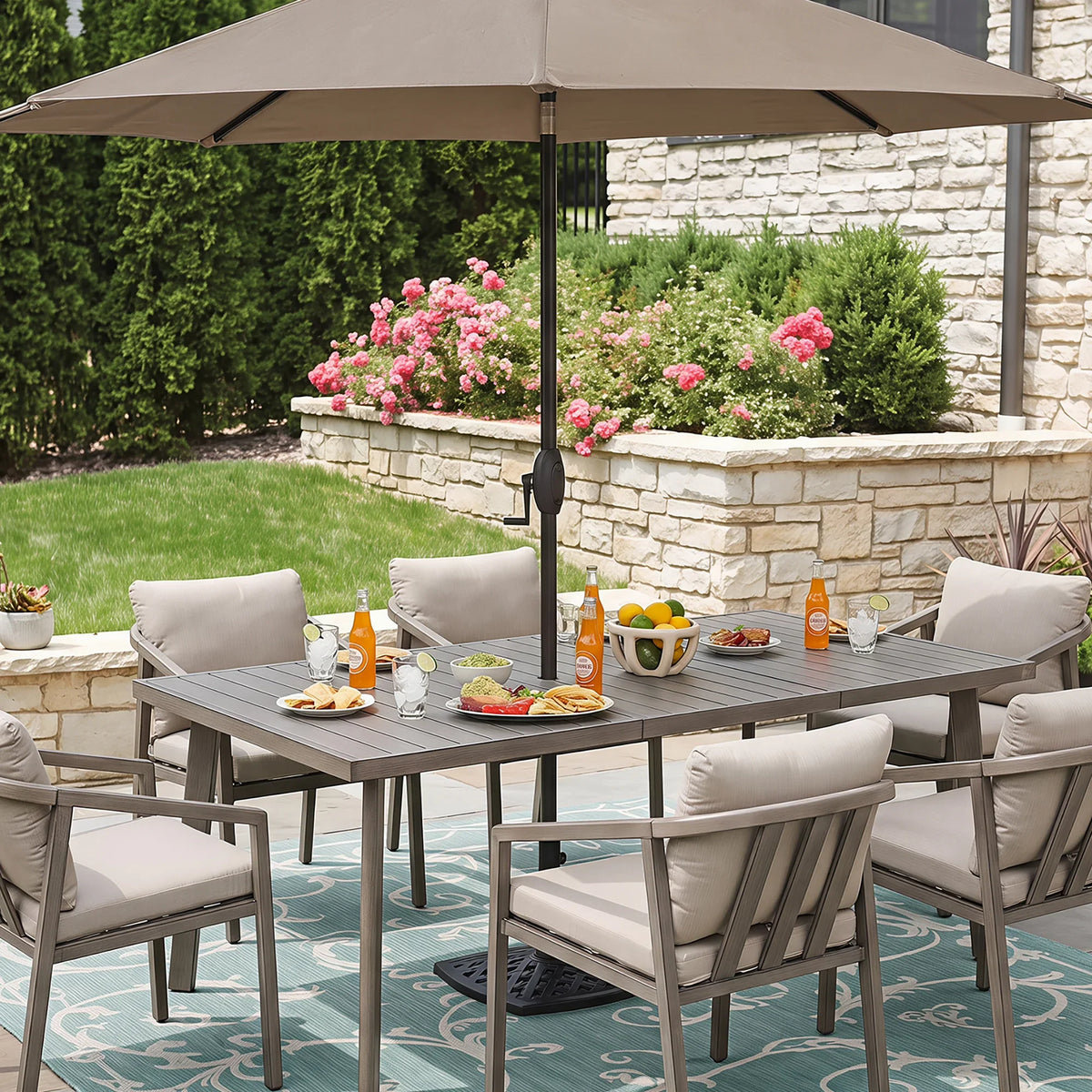 Amalfi 7-Piece Patio Dining Set for 6 person with 2 Swivel Chairs