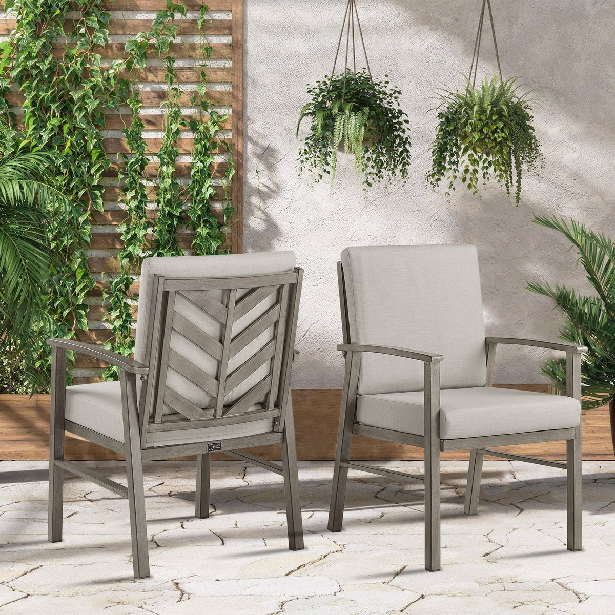 PEAKHOME Amario 2-Piece Patio Aluminum Dining Chairs With Sunbrella® Cushions