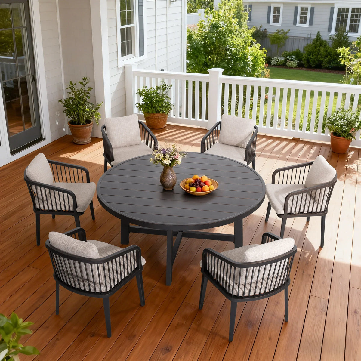 Asheville 7 Pieces Round Patio Dining Set