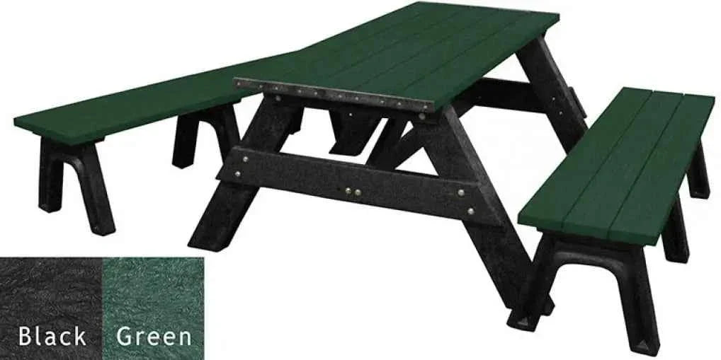 Deluxe Recycled Picnic Table with Detached Benches - Eco-Friendly Outdoor Seating