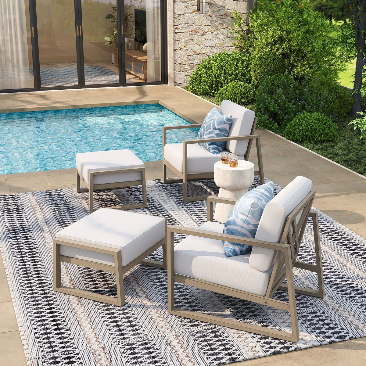 Hamarto Patio 2 Lounge Chair and 2 Ottoman