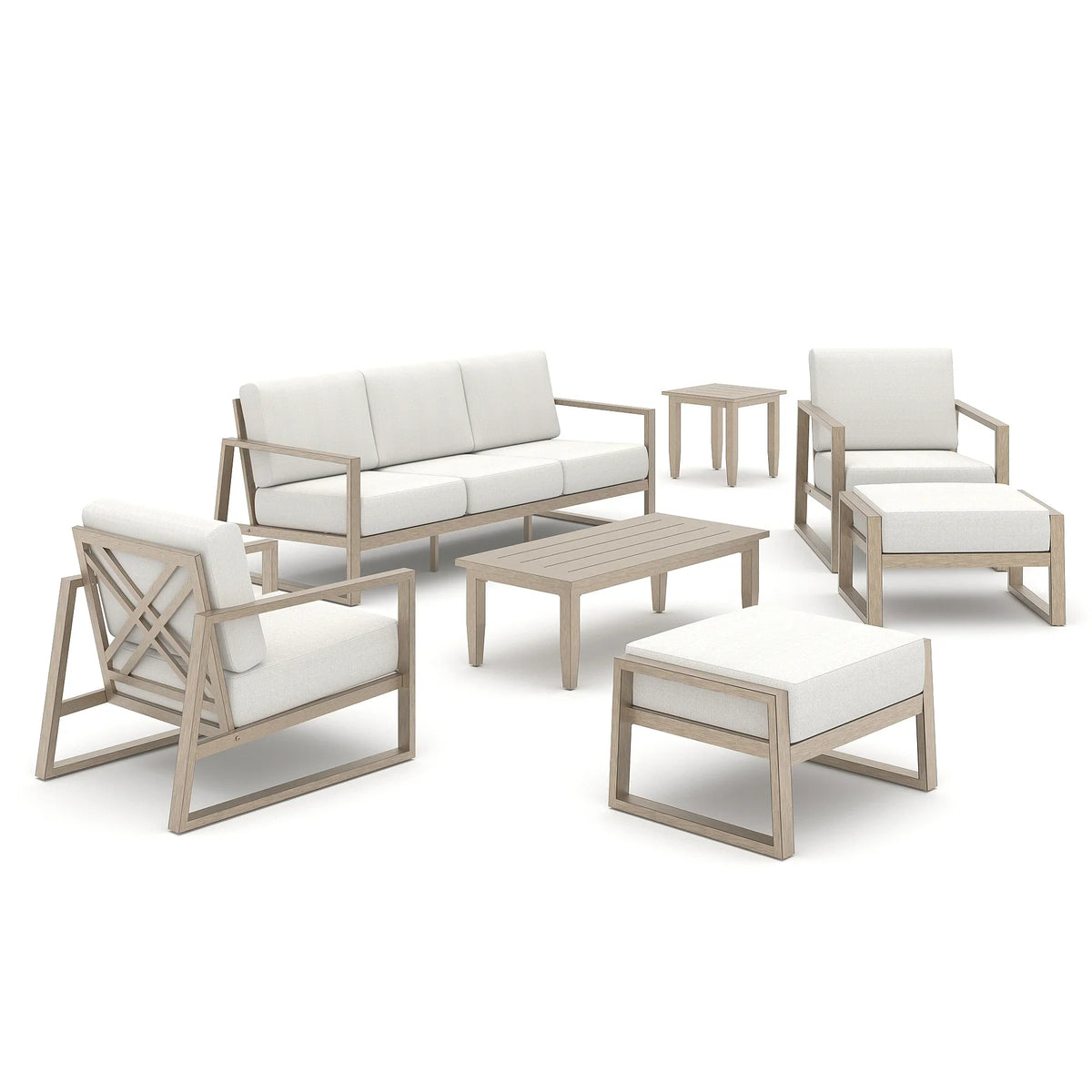 Hamarto 7 Pieces Aluminum Patio Lounge Seating Set With Ottoman