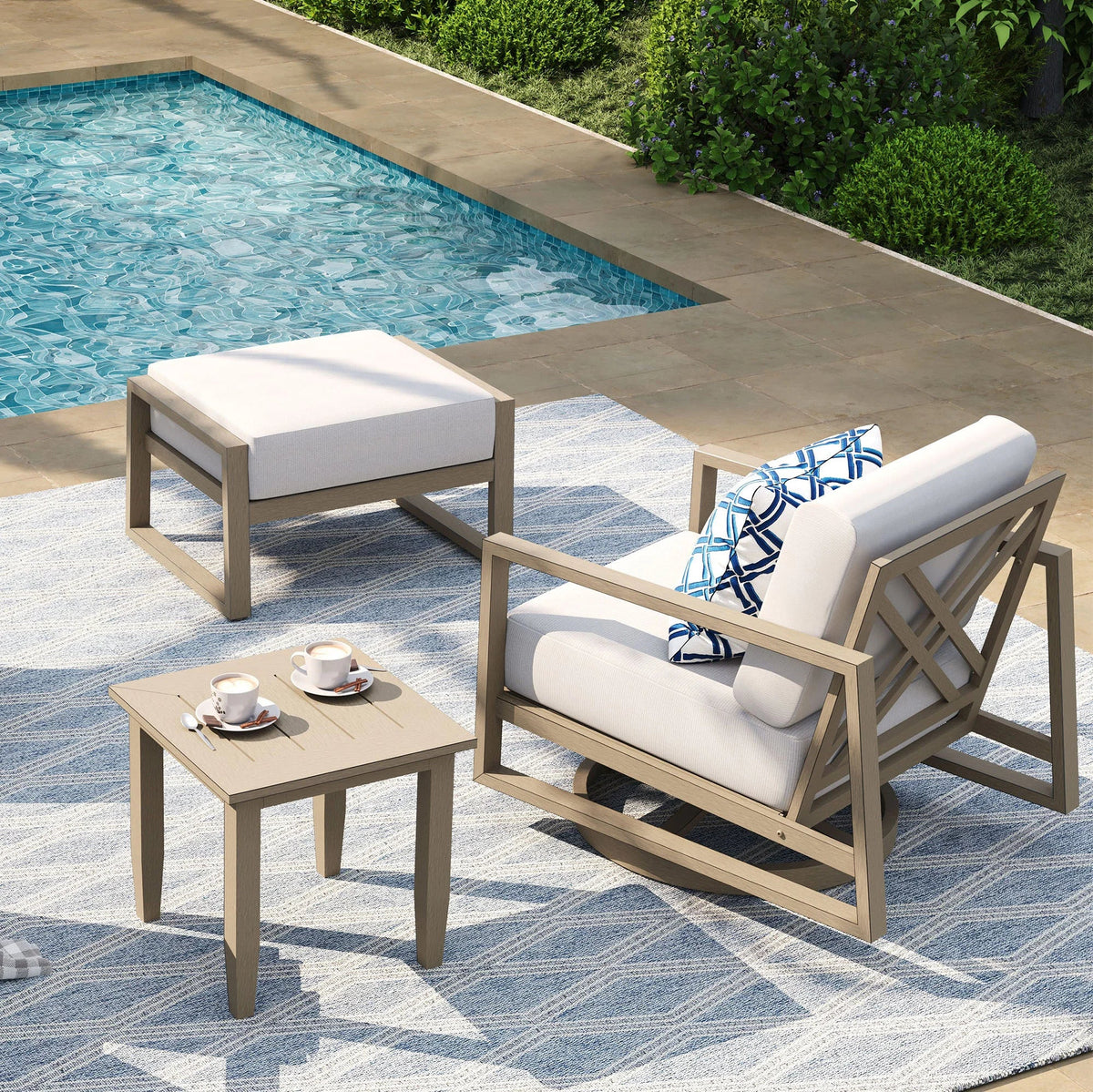 Hamarto 5 Pieces Aluminum Patio Bistro Set With Ottoman