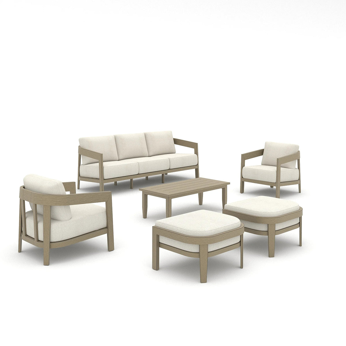 Harmonti 6-Piece Aluminum Patio Conversation Sofa Set With Ottoman