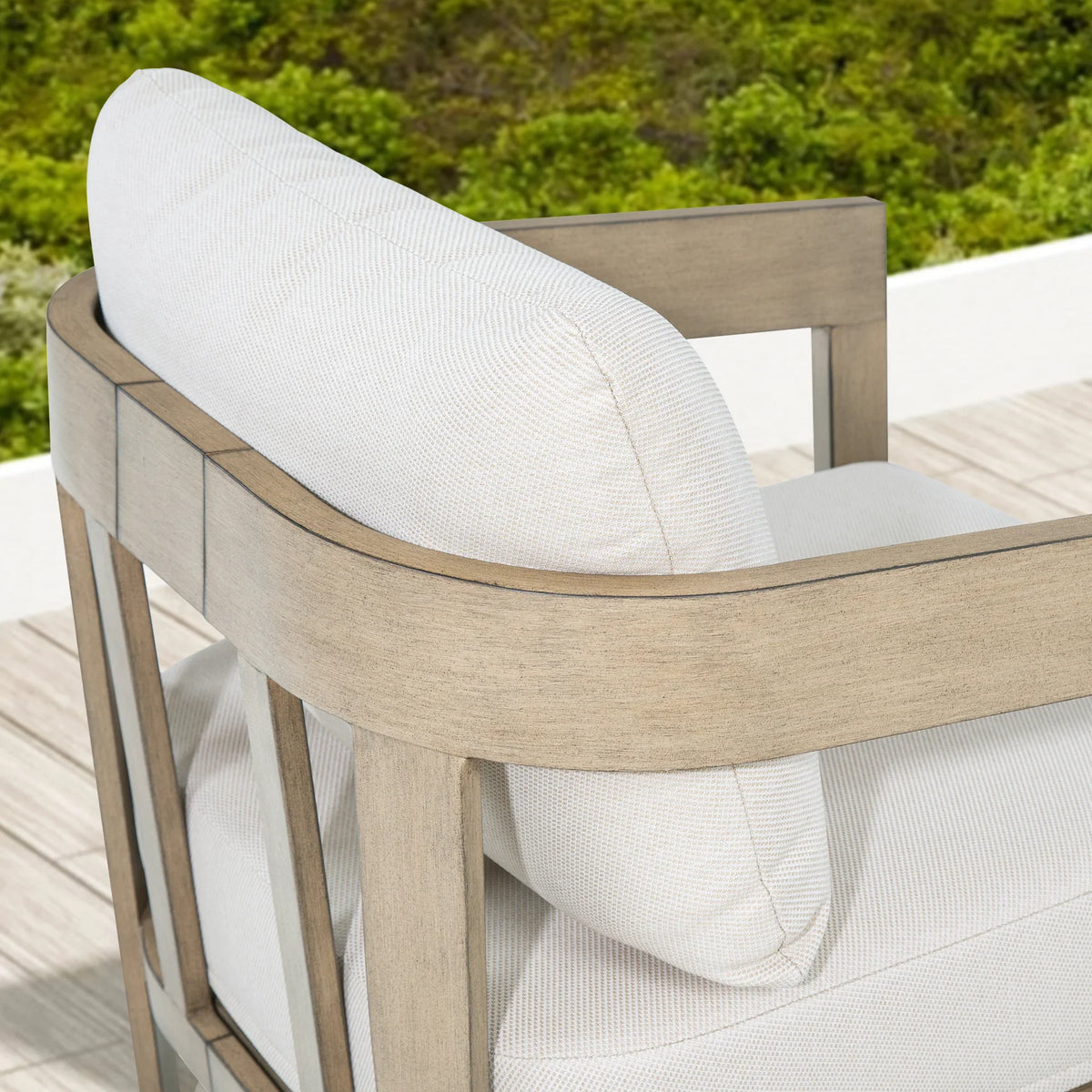 Harmonti 6 Pieces Teak Finish Aluminum Patio Swivel Furniture Set With Ottoman