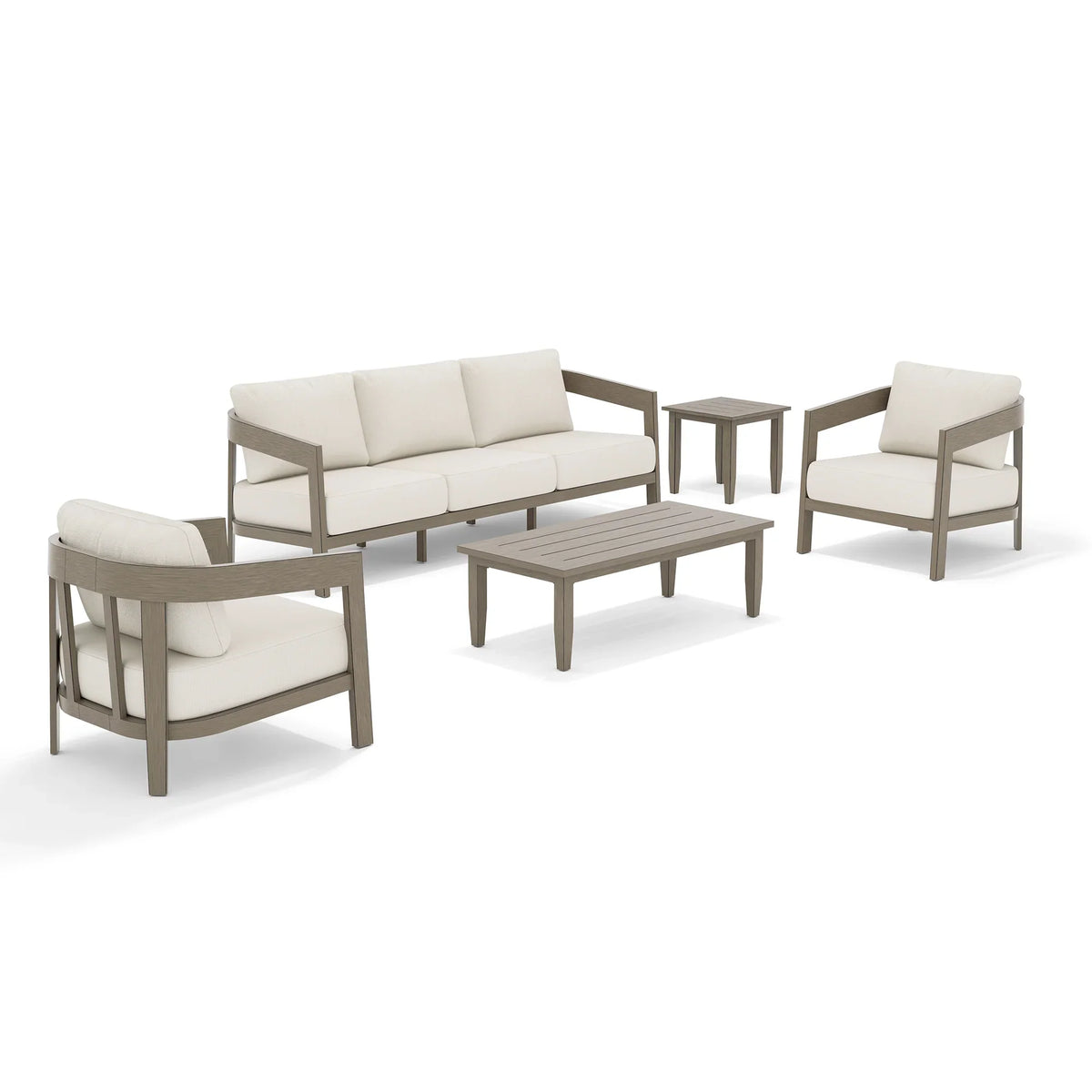 PEAKHOME Harmonti Patio 5-Piece Aluminum Conversation Sofa Set With Cushions