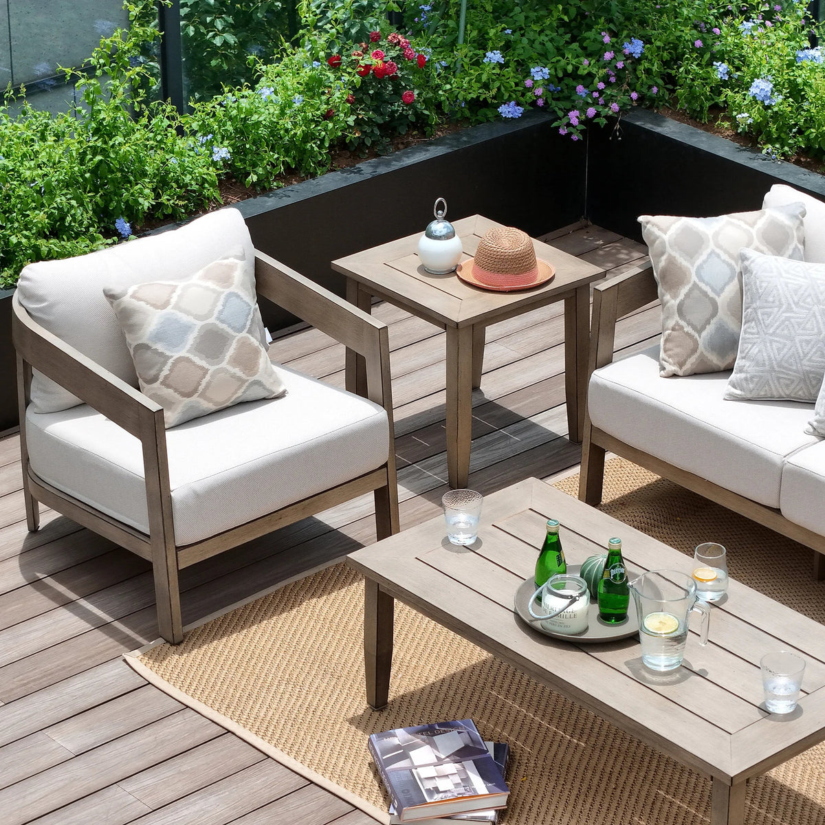 PEAKHOME Harmonti Patio 5-Piece Aluminum Conversation Sofa Set With Cushions
