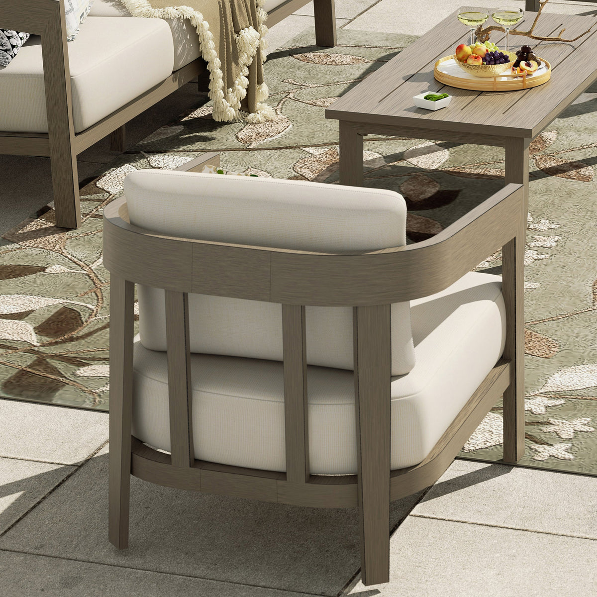 PEAKHOME Harmonti Patio 5-Piece Aluminum Conversation Sofa Set With Cushions