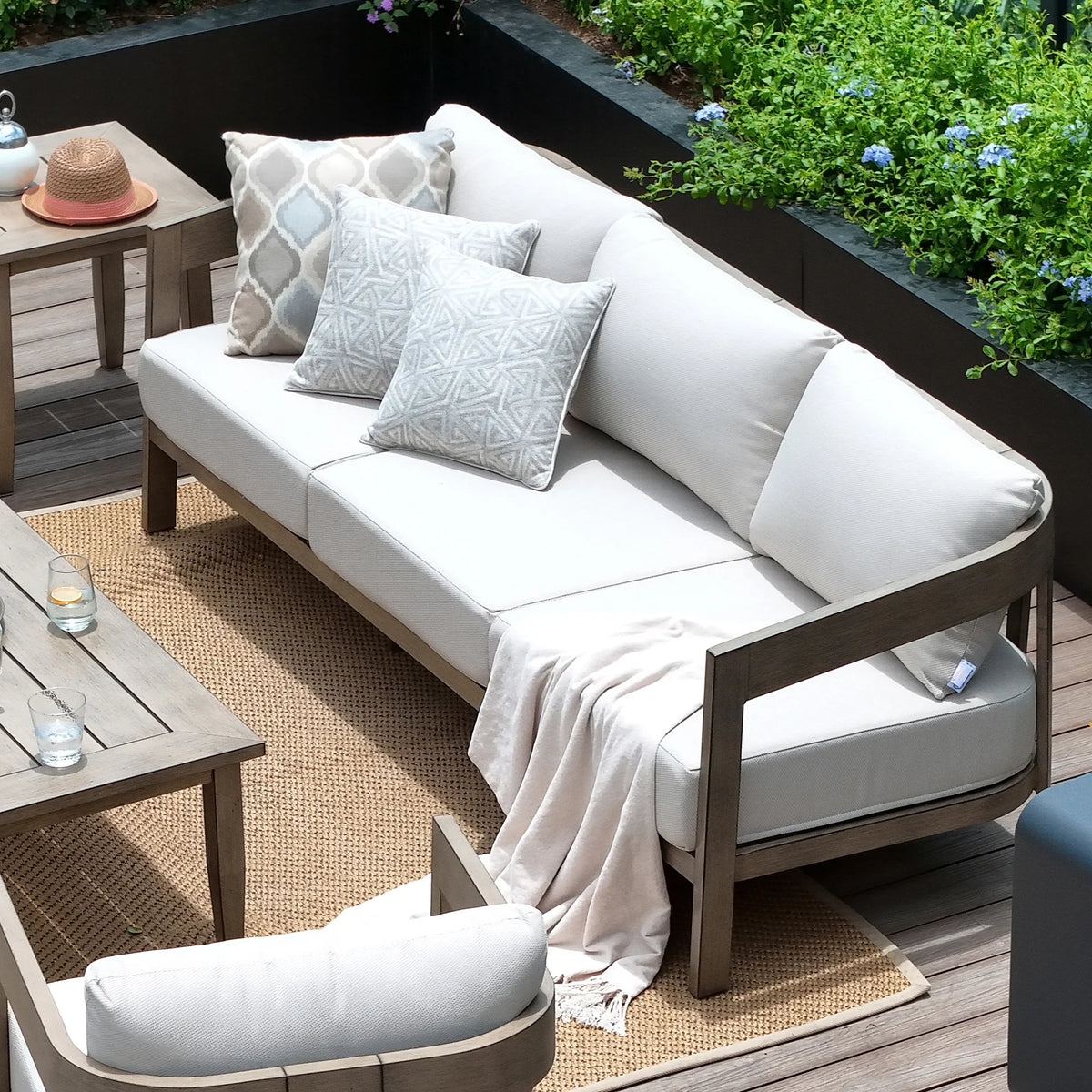 PEAKHOME Harmonti Patio 5-Piece Aluminum Swivel Conversation Sofa Set With Cushions