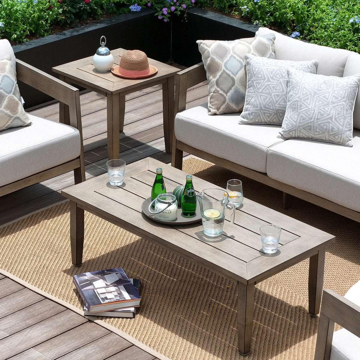 PEAKHOME Harmonti Patio 5-Piece Aluminum Swivel Conversation Sofa Set With Cushions