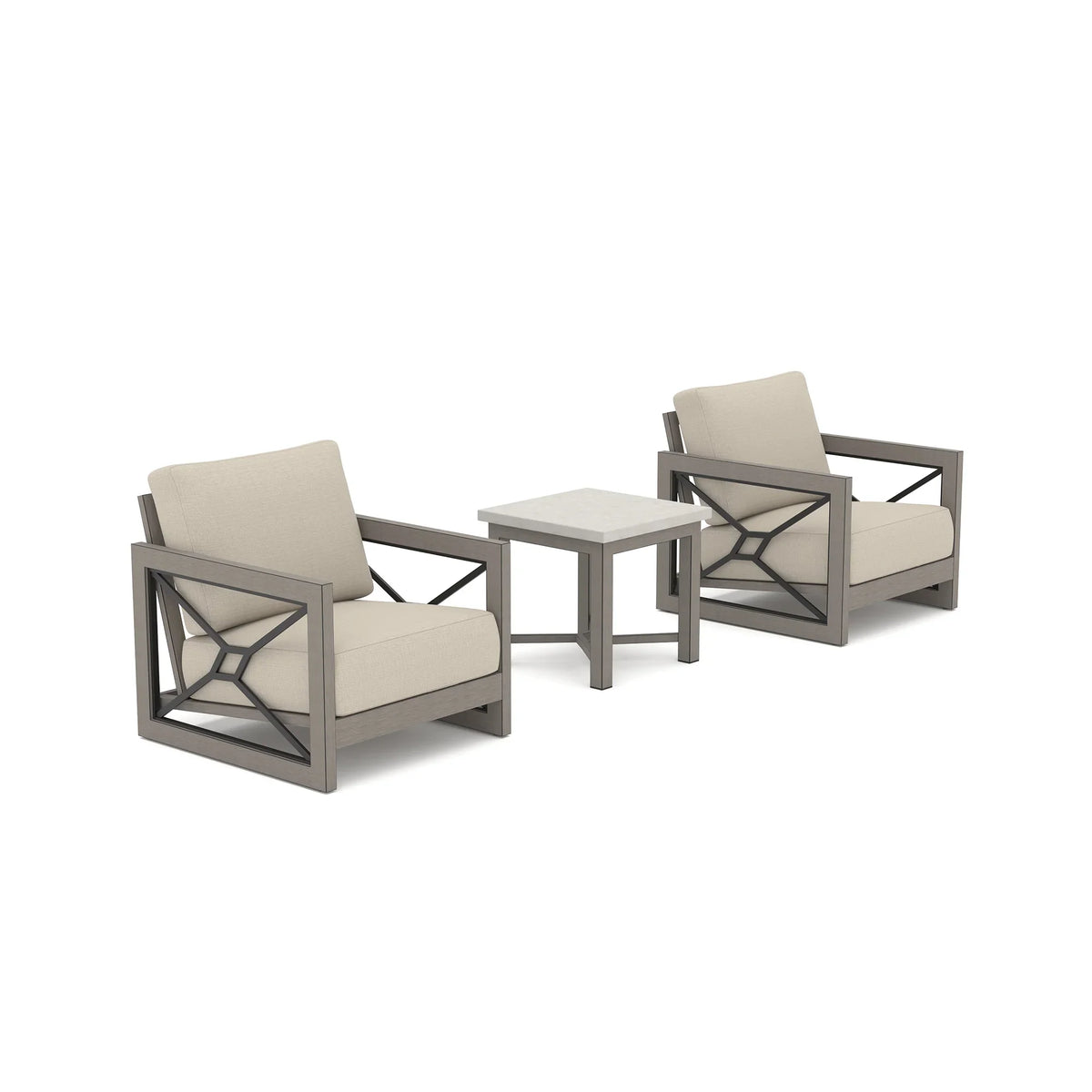 Marindo 3-Piece Modern Cushioned Club Chairs Set with Sunbrella® Cushions