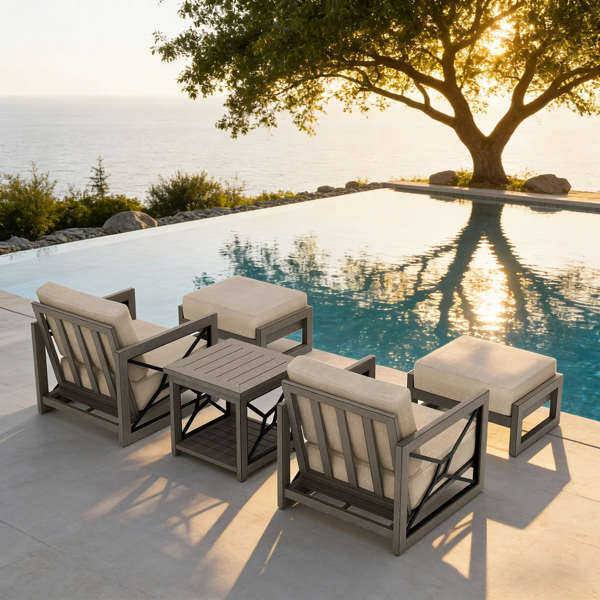 Marindo 5-Piece Aluminum Patio Lounge Chair Set
