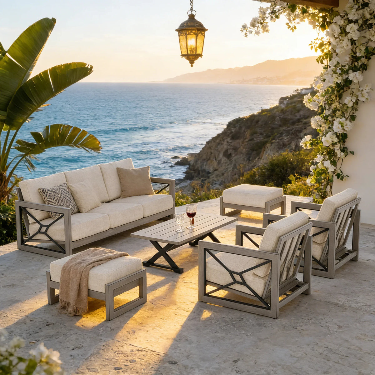 Marindo 6 Piece Outdoor Deep Seating Set with Ottoman