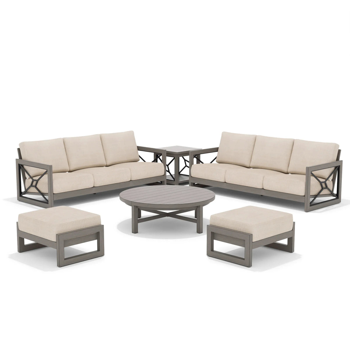 Marindo 6 Piece Outdoor Convertibale Sectional Sofa Set With 2 Ottoman