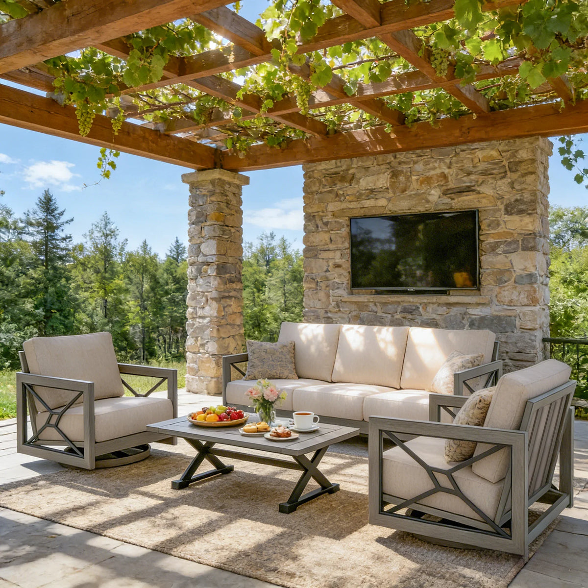 Marindo 5-Person Aluminum Patio Swivel Seating Set