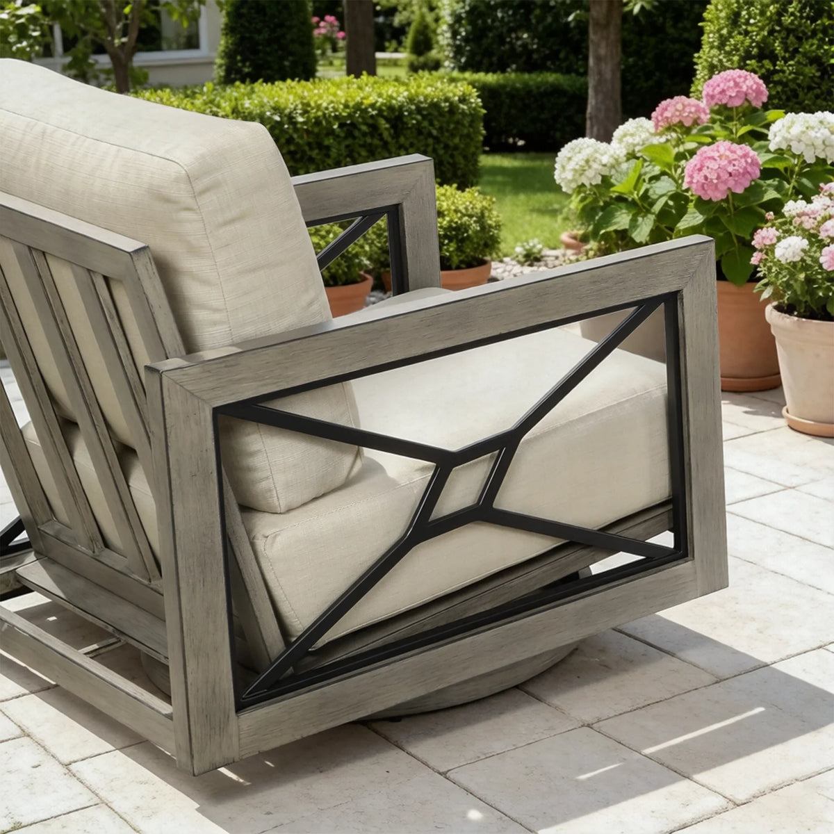 Marindo 6 Piece Patio Swivel Seating Set With Ottoman