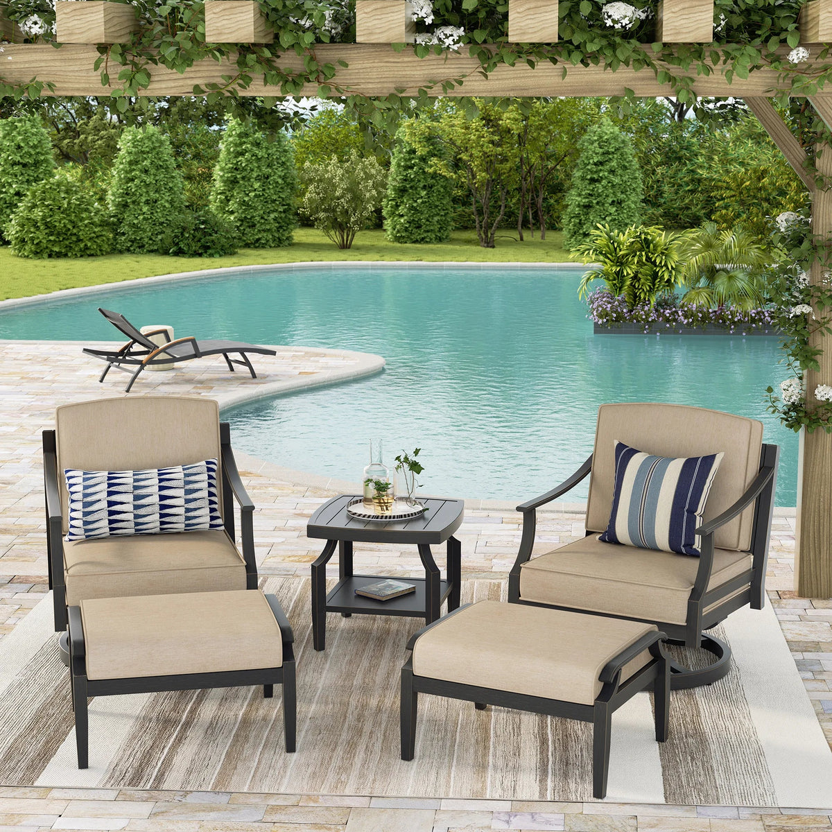 Tamarin 5-Piece Outdoor Swivel Chair Set