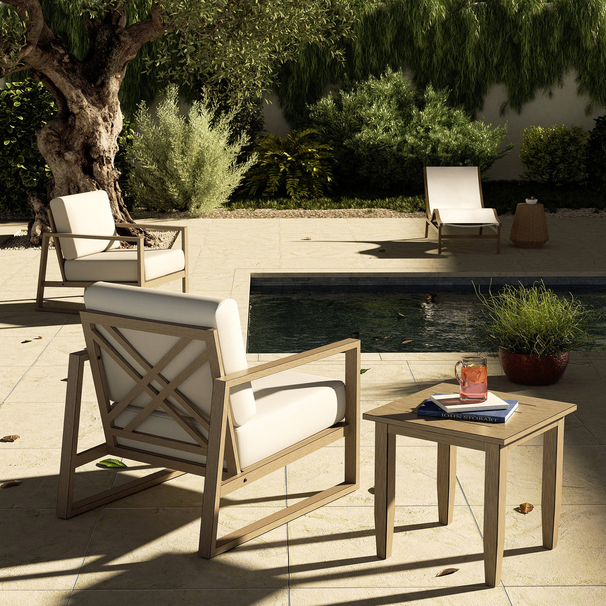 Hamarto 2 Person Aluminum Patio Conversation Set With Side Table