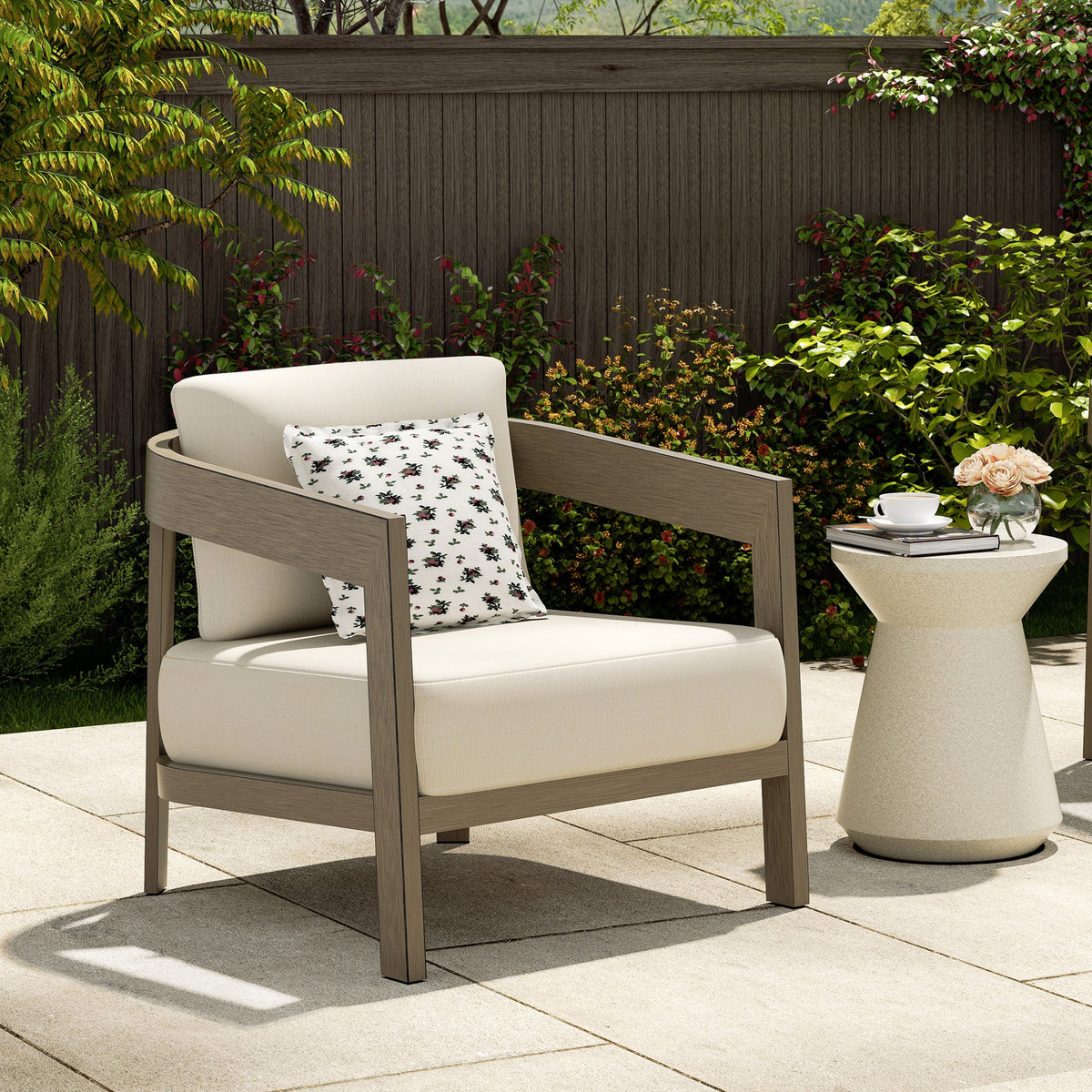 PEAKHOME Harmonti Patio 4-Piece Aluminum Conversation Sofa Set With Cushions