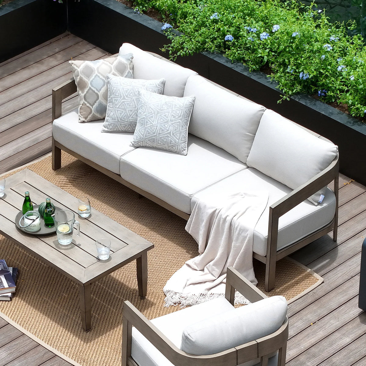 PEAKHOME Harmonti Patio 4-Piece Aluminum Swivel Conversation Sofa Set With Cushions