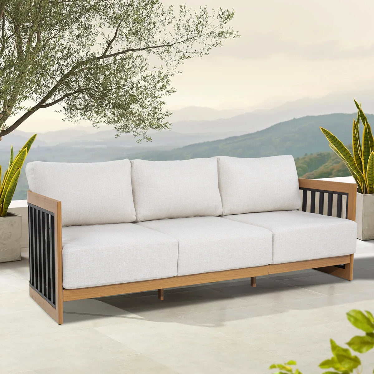 Sereno 6-Piece Patio Swivel Conversation Set with Ottomans