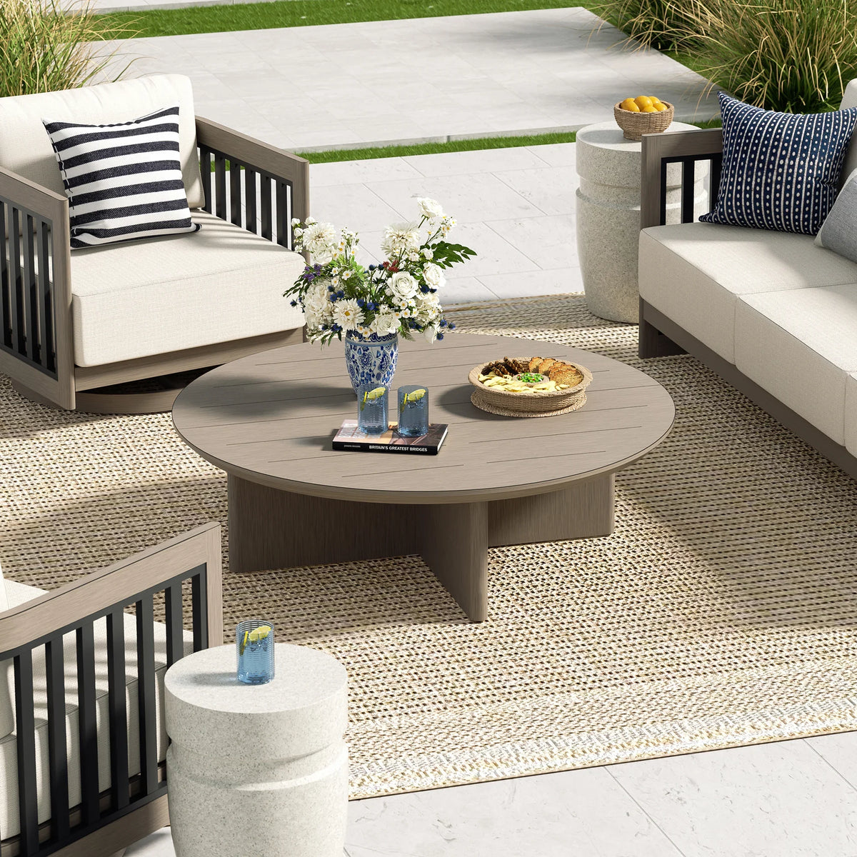 Sereno 6-Pieces Modern Outdoor Sectional Seating Set with Ottoman