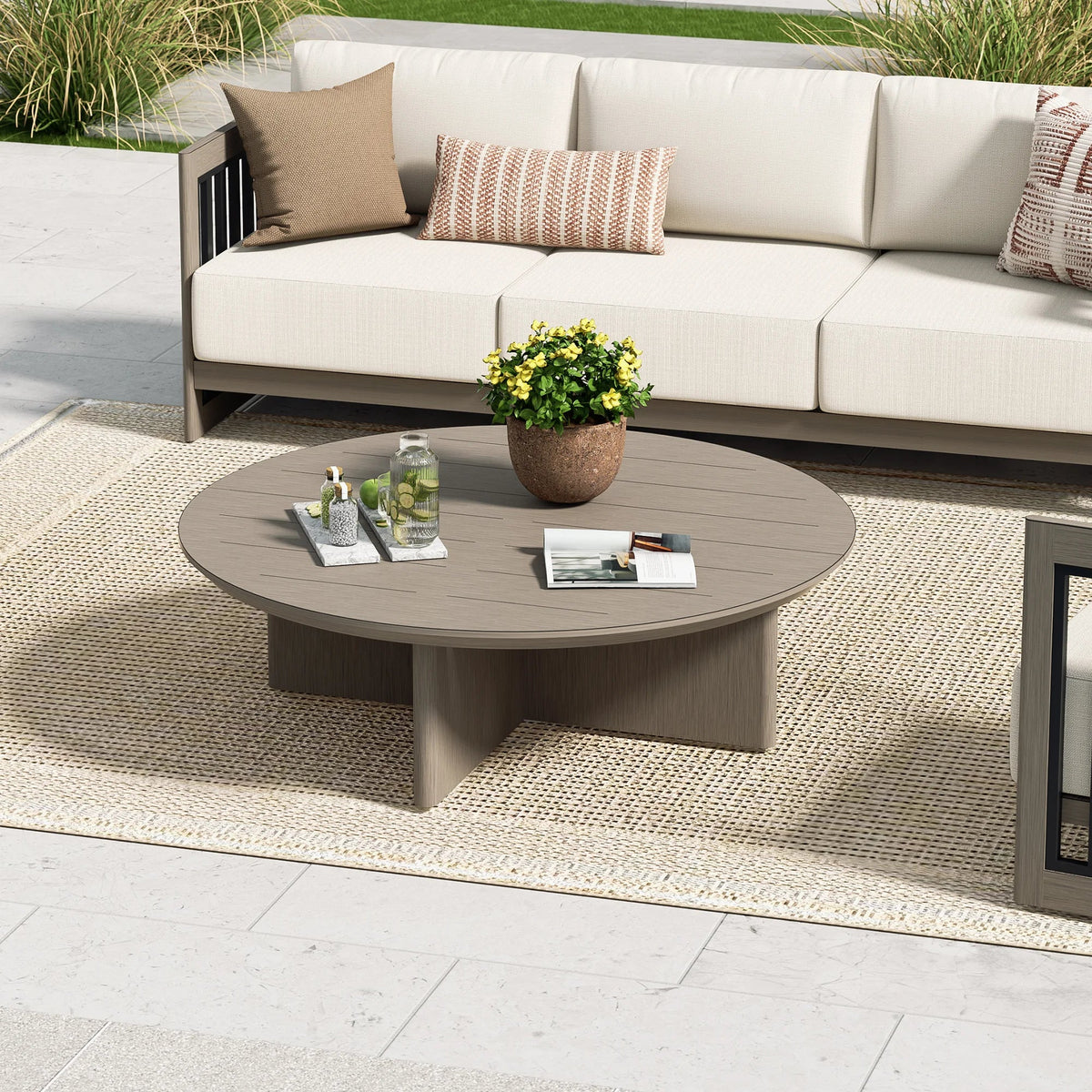 Sereno 6-Piece Swivel Aluminum Patio Conversation Set with Ottoman