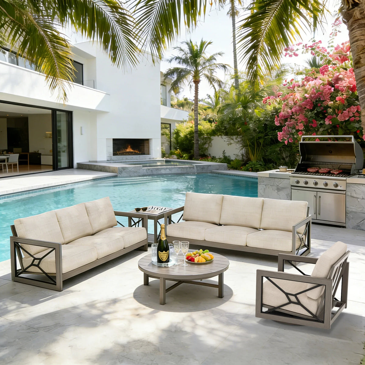 Marindo Aluminum 5 Piece Patio Sectional Set