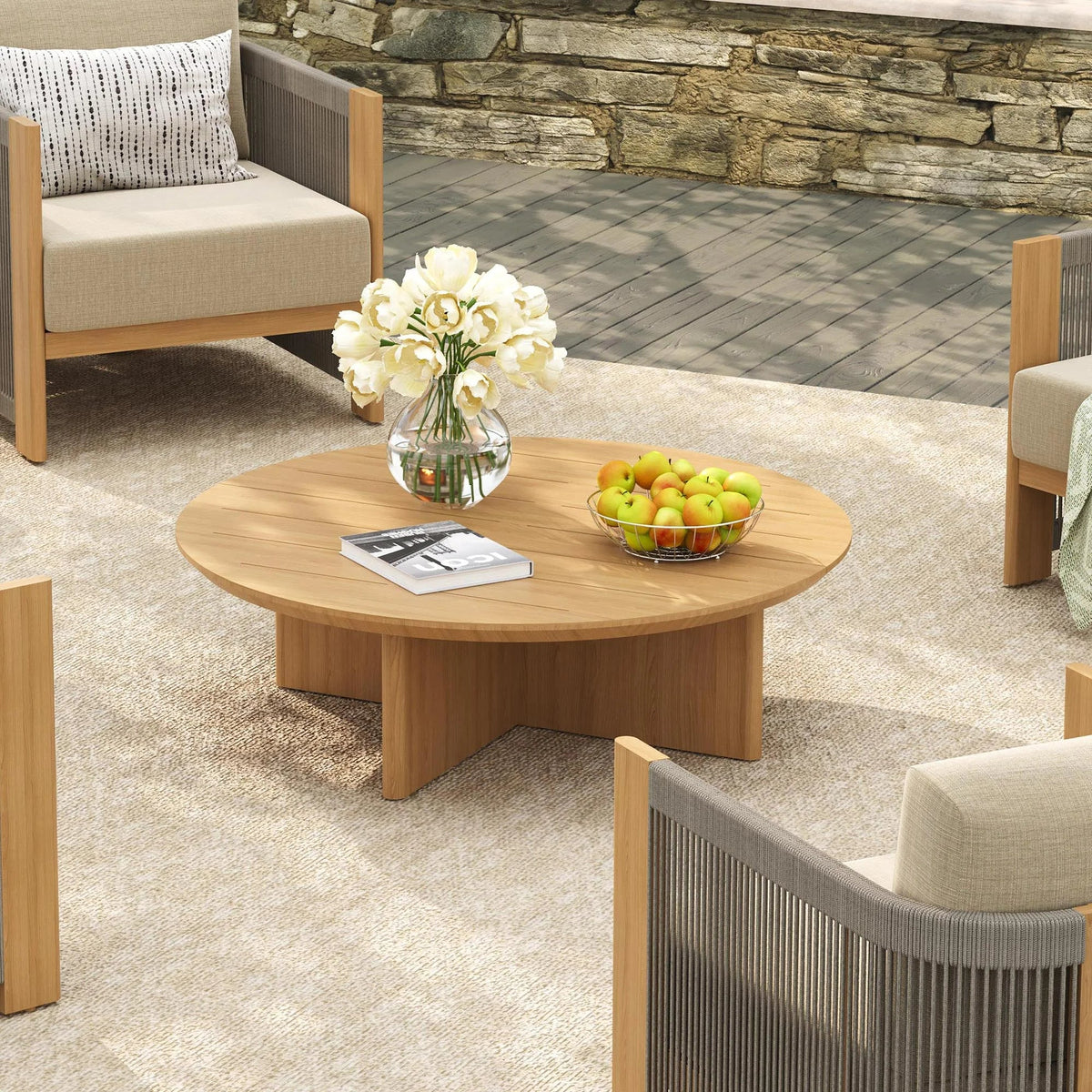 Positano 5-Piece Swivel Patio Conversation Set with Sunbrella® Cushions