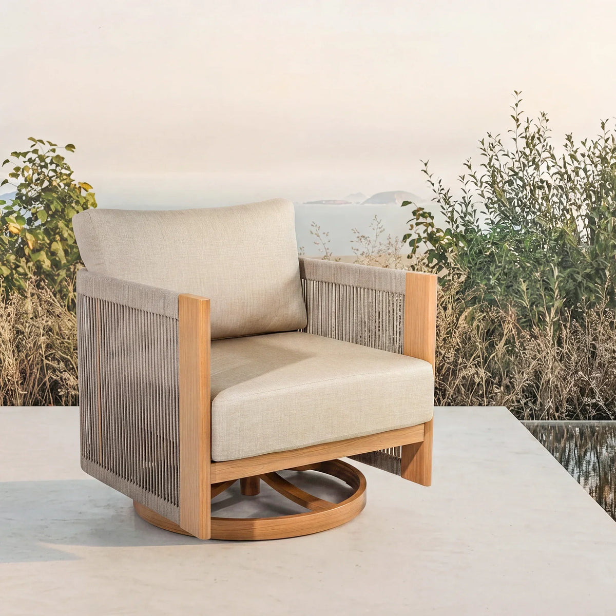 Positano 5-Piece Swivel Patio Conversation Set with Sunbrella® Cushions