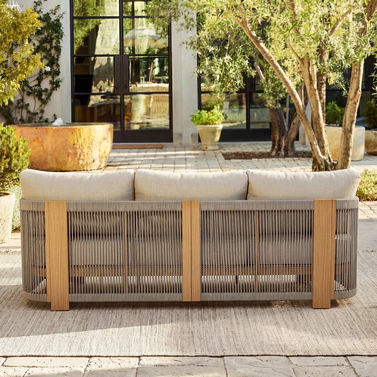 Positano 4-Piece Rope Weave Design Outdoor Seating Set with Sunbrella® Cushions For 5