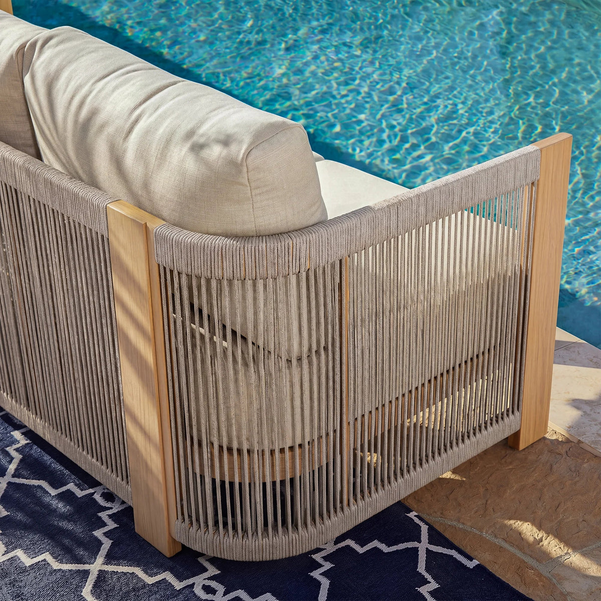 Positano 4-Piece Premium Olefin Rope Swivel Patio Seating Set