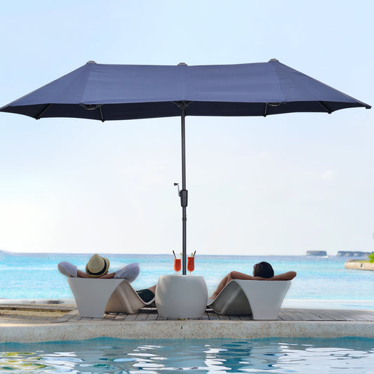 Ainfox 13ft Large Patio Umbrella, Outdoor Double-Sided Rectangle Market Heavy Duty Umbrellas without Base