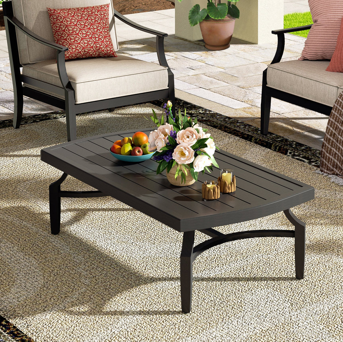 Tamarin 6 Pieces Patio Swivel Conversation Sofa Set with 2 Ottomans
