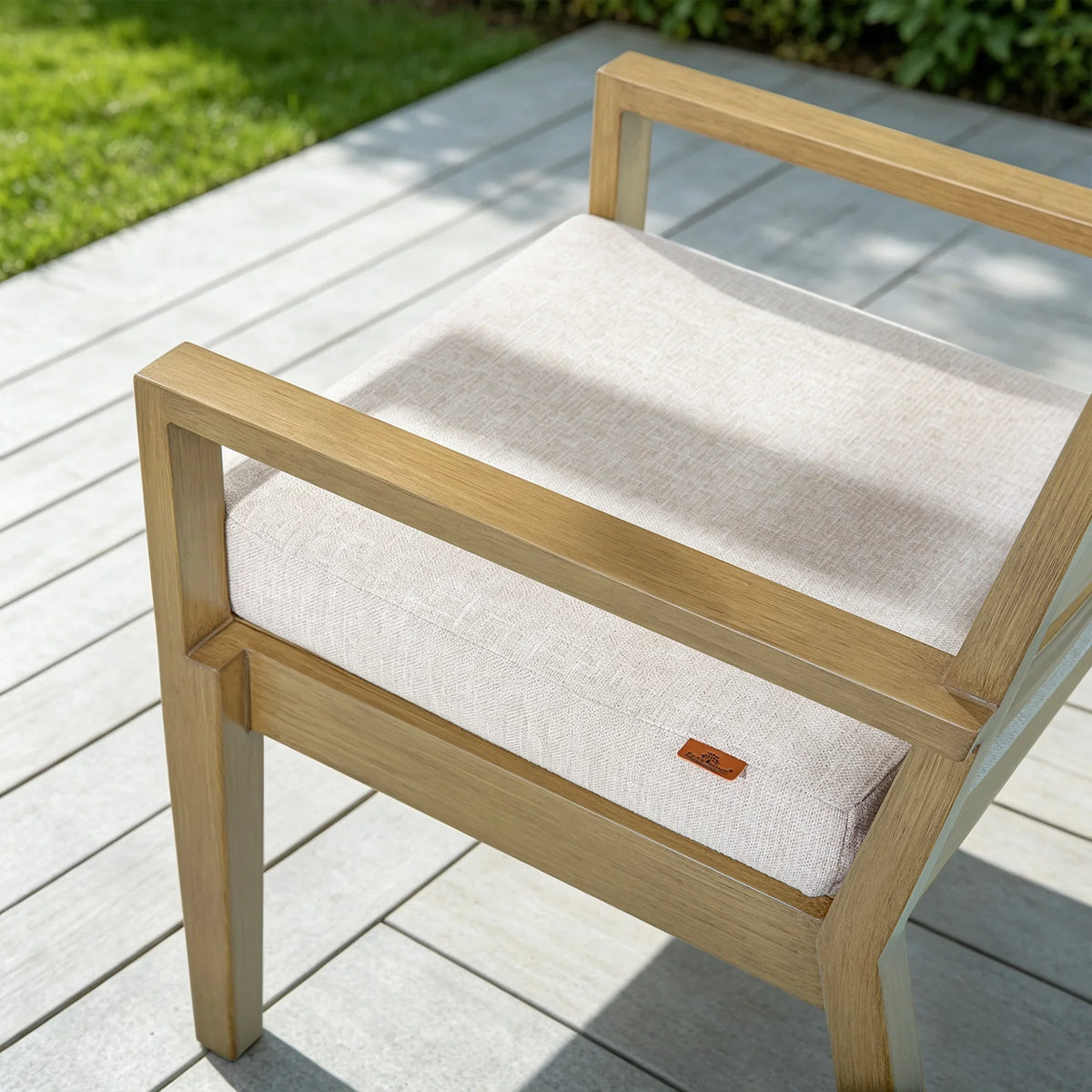 Alcudia Aluminum Patio Dining Chairs Set of 2 with Hand-Brushed Oak Finish
