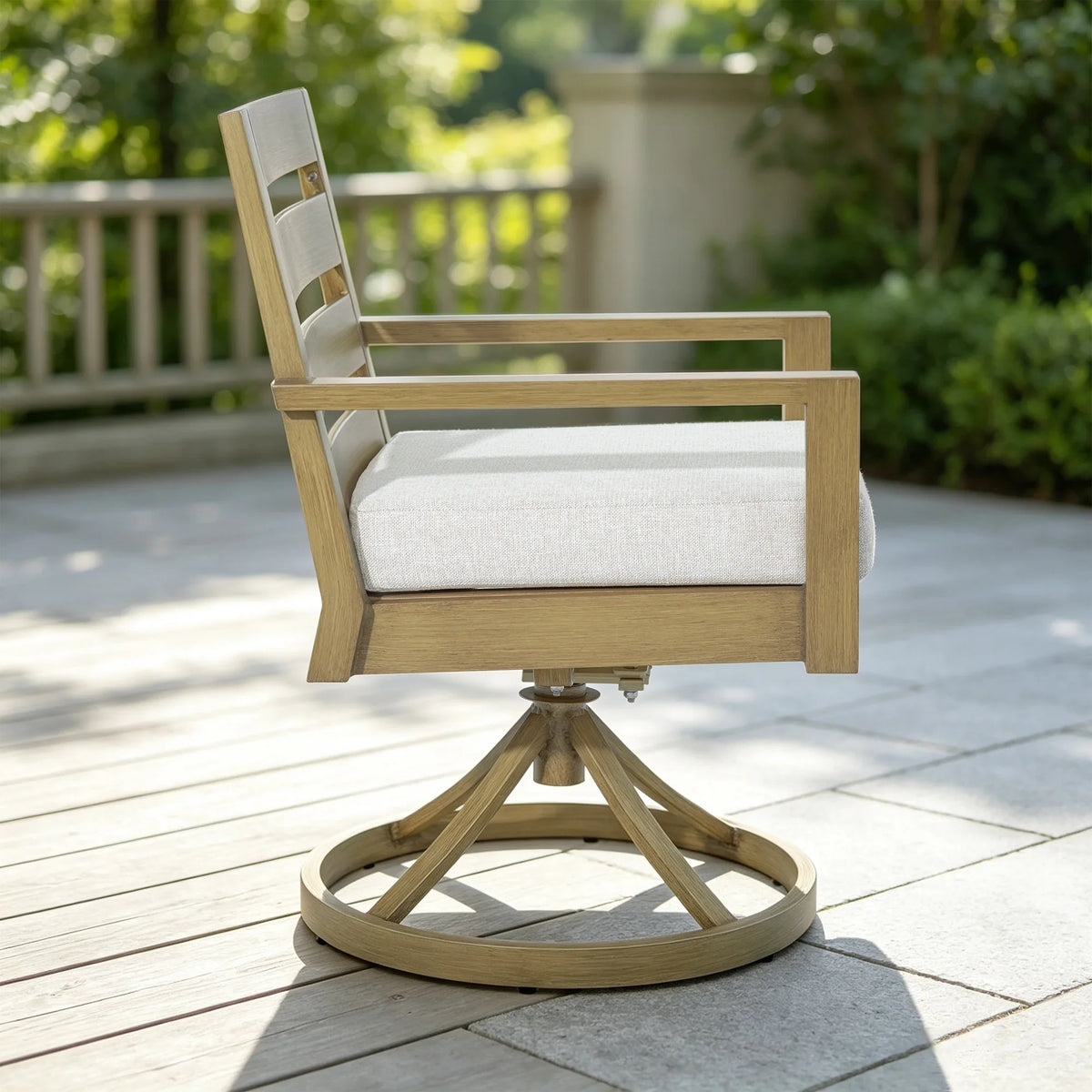 Alcudia 360° Swivel Rocker Outdoor Dining Chairs Set of 2 – Hand-Brushed Oak Finish